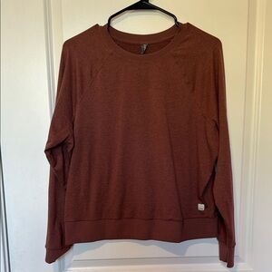Vuori Warm Brown Long Sleeve Crew with Red Hue